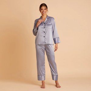 Birdy Grey LONG SATIN PJ SET Satin Blue Size XS/S